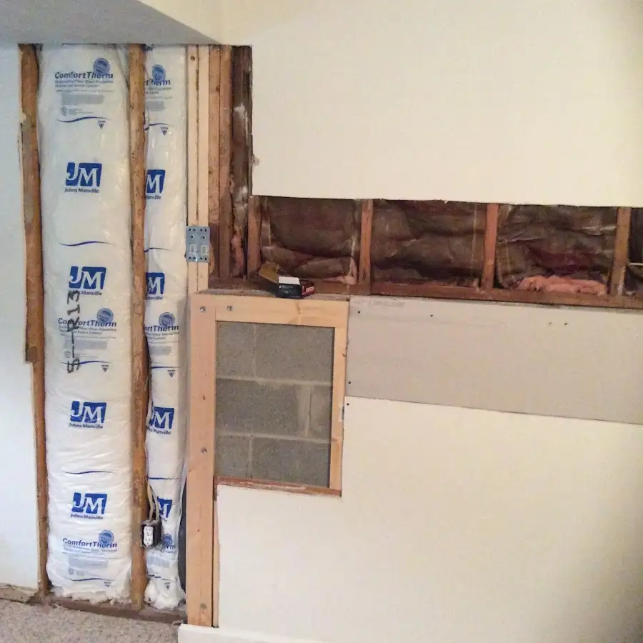 Wall insulation replacement during Basement Flood Cleanup in Wakefield